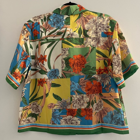 NWT Current Air Border Print Floral Block Shirt - Picture 6 of 8